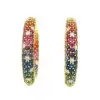 12ctw Multicolor Sapphire Paved Rainbow Hoop Earrings