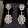 30ctw Pear Cut Vintage Halo Statement Drop Earrings