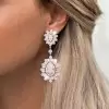30ctw Pear Cut Vintage Halo Statement Drop Earrings