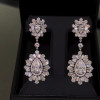 30ctw Pear Cut Vintage Halo Statement Drop Earrings