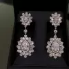 30ctw Pear Cut Vintage Halo Statement Drop Earrings
