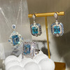 16ctw Emerald Cut Aquamarine Vintage Halo Drop Earrings