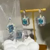 16ctw Emerald Cut Aquamarine Vintage Halo Drop Earrings
