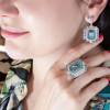 16ctw Emerald Cut Aquamarine Vintage Halo Drop Earrings
