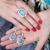 16ctw Emerald Cut Aquamarine Vintage Halo Drop Earrings