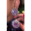 30ctw Emerald Cut Fuchsia Sapphire Cluster Large Stud Earrings