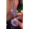 30ctw Emerald Cut Fuchsia Sapphire Cluster Large Stud Earrings
