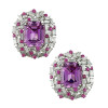 30ctw Emerald Cut Fuchsia Sapphire Cluster Large Stud Earrings