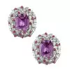 30ctw Emerald Cut Fuchsia Sapphire Cluster Large Stud Earrings