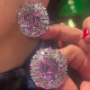 30ctw Emerald Cut Fuchsia Sapphire Cluster Large Stud Earrings