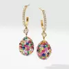 16ctw Multicolor Sapphire Paved Egg Pendant Drop Earrings