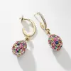16ctw Multicolor Sapphire Paved Egg Pendant Drop Earrings