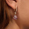 16ctw Multicolor Sapphire Paved Egg Pendant Drop Earrings