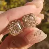 8ctw Asscher Cut White Sapphrie Halo Stud Earrings