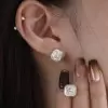 8ctw Asscher Cut White Sapphrie Halo Stud Earrings