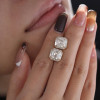 8ctw Asscher Cut White Sapphrie Halo Stud Earrings