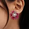 45ctw Invisibly-Set Ruby Flower Statement Earrings