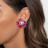 45ctw Invisibly-Set Ruby Flower Statement Earrings