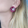 45ctw Invisibly-Set Ruby Flower Statement Earrings