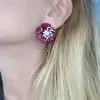 45ctw Invisibly-Set Ruby Flower Statement Earrings