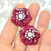 45ctw Invisibly-Set Ruby Flower Statement Earrings