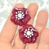 45ctw Invisibly-Set Ruby Flower Statement Earrings