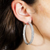 10ctw White Sapphire Paved Large Hoop Earrings