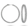 10ctw White Sapphire Paved Large Hoop Earrings