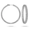 10ctw White Sapphire Paved Large Hoop Earrings