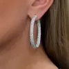 10ctw White Sapphire Paved Large Hoop Earrings