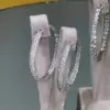 10ctw White Sapphire Paved Large Hoop Earrings