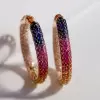 12ctw Multicolor and White Sapphire Paved Rainbow Earrings