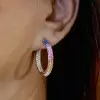 12ctw Multicolor and White Sapphire Paved Rainbow Earrings