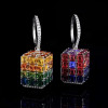 12ctw Asscher Cut Rainbow Sapphire Drop Earrings