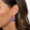 12ctw Asscher Cut Rainbow Sapphire Drop Earrings
