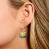 12ctw Asscher Cut Rainbow Sapphire Drop Earrings