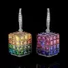 12ctw Asscher Cut Rainbow Sapphire Drop Earrings