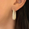 4ctw White Sapphire Paved Inside-out Oval Hoop Earrings