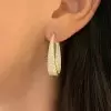 4ctw White Sapphire Paved Inside-out Oval Hoop Earrings