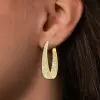 4ctw White Sapphire Paved Inside-out Oval Hoop Earrings