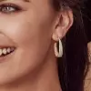 4ctw White Sapphire Paved Inside-out Oval Hoop Earrings