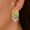 8ctw Round Cut Multicolor Sapphire Rainbow Fringe Earrings