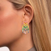 8ctw Round Cut Multicolor Sapphire Rainbow Fringe Earrings