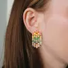 8ctw Round Cut Multicolor Sapphire Rainbow Fringe Earrings