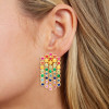 8ctw Round Cut Multicolor Sapphire Rainbow Fringe Earrings