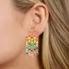 8ctw Round Cut Multicolor Sapphire Rainbow Fringe Earrings