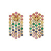 8ctw Round Cut Multicolor Sapphire Rainbow Fringe Earrings