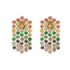 8ctw Round Cut Multicolor Sapphire Rainbow Fringe Earrings