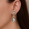 8ctw Oval and Pear Cut Vintage Two Tone Drop Earrings