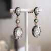 8ctw Oval and Pear Cut Vintage Two Tone Drop Earrings